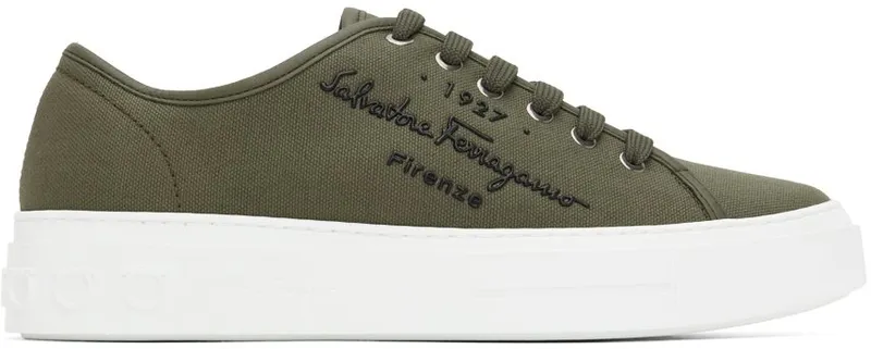 Salvatore Ferragamo Green Recycled Cotton Sneakers (753484 020709023)