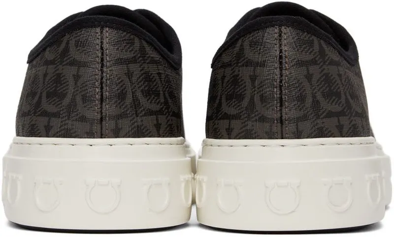 Salvatore Ferragamo Grey & Black Gancini Sneakers (717990 02B342003)