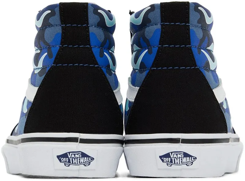 Vans Kids Black & Blue Camo Flame Sk8-Hi Big Kids Sneakers (VN0A4UI2ABW1)