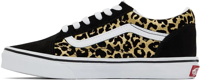Vans Kids Black & Gold Leopard Old Skool Big Kids Sneakers (VN0A5EE6ABS1)