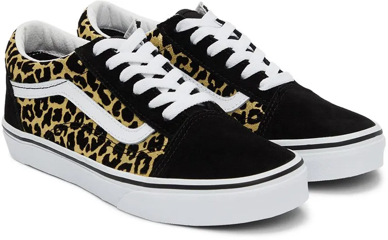 Vans Kids Black & Gold Leopard Old Skool Big Kids Sneakers (VN0A5EE6ABS1)