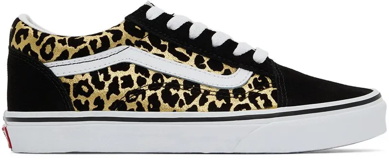 Vans Kids Black & Gold Leopard Old Skool Big Kids Sneakers (VN0A5EE6ABS1)