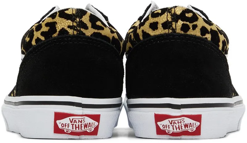 Vans Kids Black & Gold Leopard Old Skool Little Kids Sneakers (VN0A7Q5FABS1)