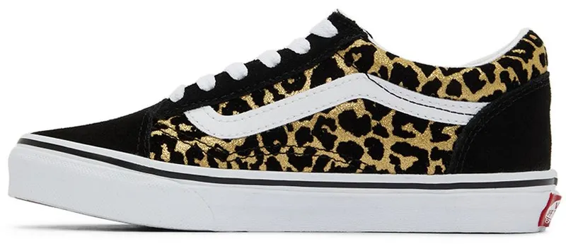 Vans Kids Black & Gold Leopard Old Skool Little Kids Sneakers (VN0A7Q5FABS1)