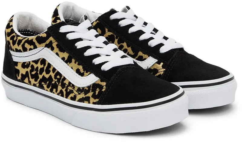 Vans Kids Black & Gold Leopard Old Skool Little Kids Sneakers (VN0A7Q5FABS1)