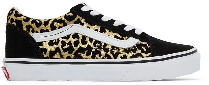 Vans Kids Black & Gold Leopard Old Skool Little Kids Sneakers (VN0A7Q5FABS1)