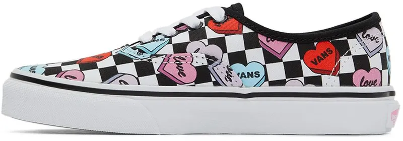 Vans Kids Black & White Candy Hearts Authentic Little Kids Sneakers (VN0A3UIVABY1)
