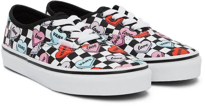 Vans Kids Black & White Candy Hearts Authentic Little Kids Sneakers (VN0A3UIVABY1)