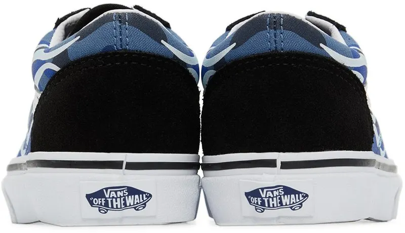 Vans Kids Blue & Black Camo Flame Old Skool Little Kids Sneakers (VN0A7Q5FABW1)