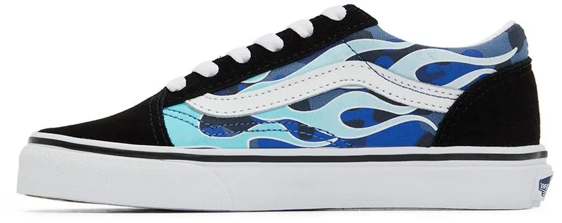Vans Kids Blue & Black Camo Flame Old Skool Little Kids Sneakers (VN0A7Q5FABW1)