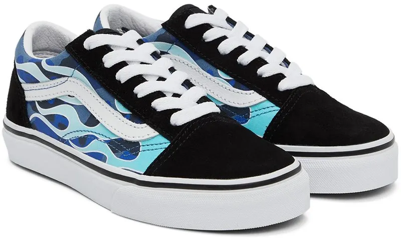 Vans Kids Blue & Black Camo Flame Old Skool Little Kids Sneakers (VN0A7Q5FABW1)