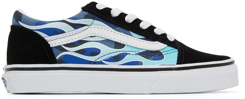 Vans Kids Blue & Black Camo Flame Old Skool Little Kids Sneakers (VN0A7Q5FABW1)