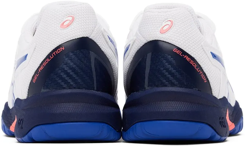 Asics Kids White & Blue Gel-Resolution 8 Big Kids Sneakers (1044A018-107)