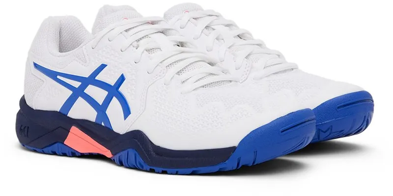 Asics Kids White & Blue Gel-Resolution 8 Big Kids Sneakers (1044A018-107)