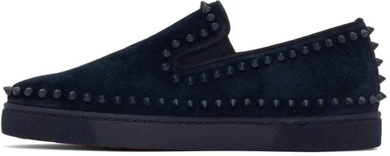 Christian Louboutin Navy Pik Boat Mens Flat Sneakers (1130280)