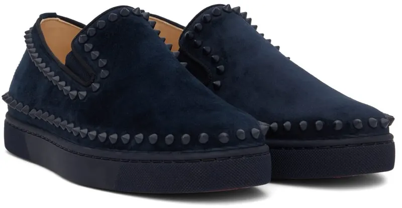 Christian Louboutin Navy Pik Boat Mens Flat Sneakers (1130280)