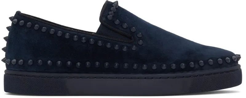 Christian Louboutin Navy Pik Boat Mens Flat Sneakers (1130280)