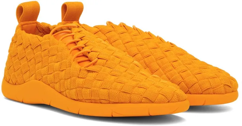 Bottega Veneta Orange Intrecciato Low Sneakers (651306 V0GV1)