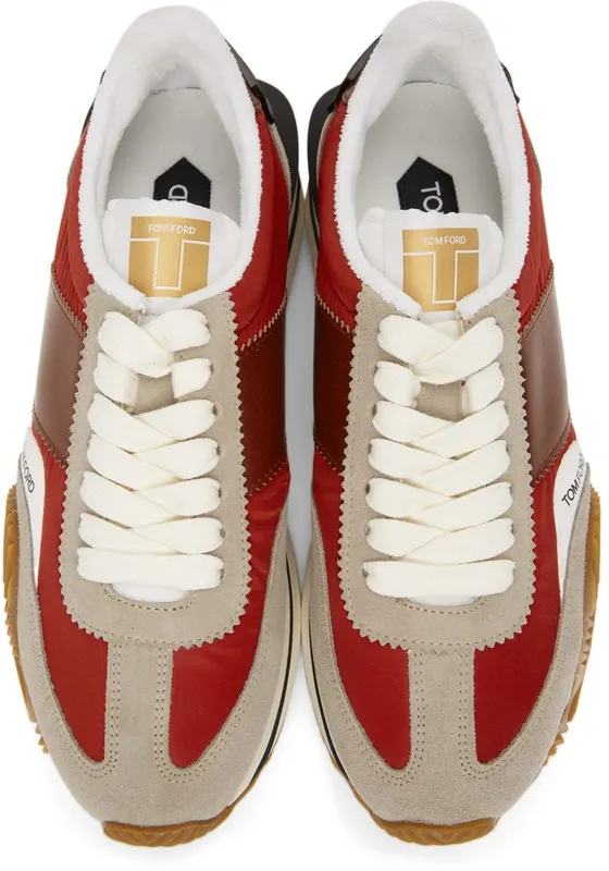 TOM FORD Red & Grey James Sneakers (J1292T-LCL246)