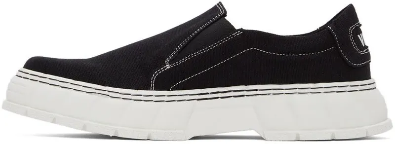 Virón SSENSE Exclusive Black Recycled Canvas 1984 Slip-On Sneakers (1984-04-C-910)