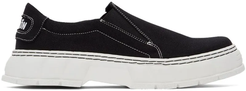 Virón SSENSE Exclusive Black Recycled Canvas 1984 Slip-On Sneakers (1984-04-C-910)