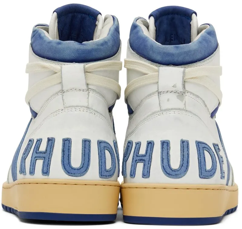 Rhude SSENSE Exclusive White & Blue Rhecess Hi Sneakers (RHSS22FO05178600)