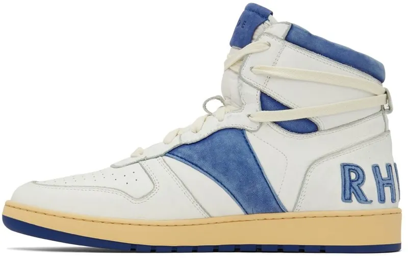 Rhude SSENSE Exclusive White & Blue Rhecess Hi Sneakers (RHSS22FO05178600)