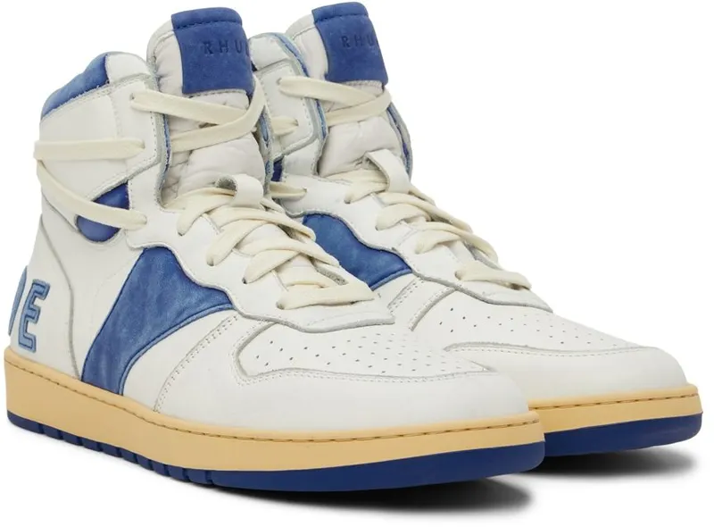 Rhude SSENSE Exclusive White & Blue Rhecess Hi Sneakers (RHSS22FO05178600)