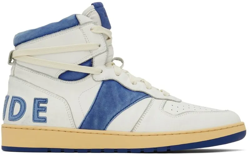 Rhude SSENSE Exclusive White & Blue Rhecess Hi Sneakers (RHSS22FO05178600)