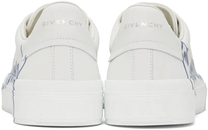 Givenchy White & Blue City Sport Print Sneakers (BH005VH17D)