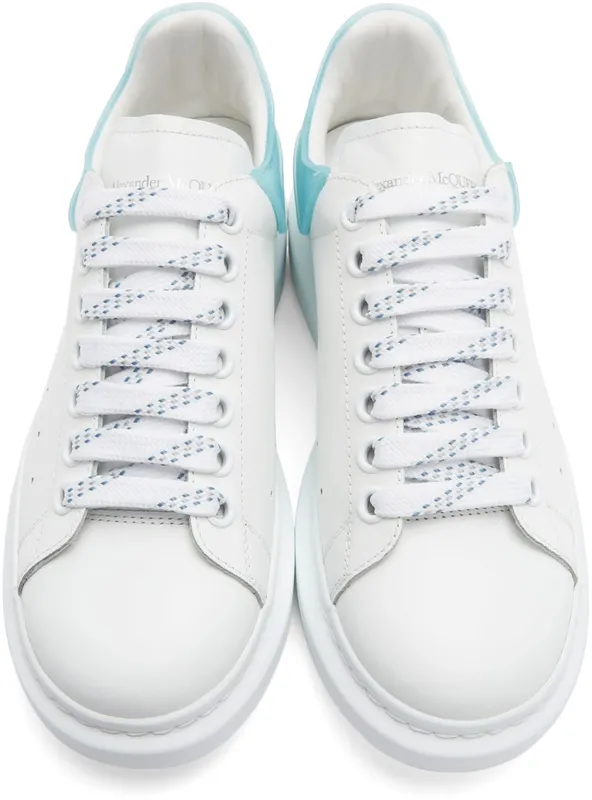 Alexander McQueen White & Blue Oversized Sneakers (625156WHXMT9729)