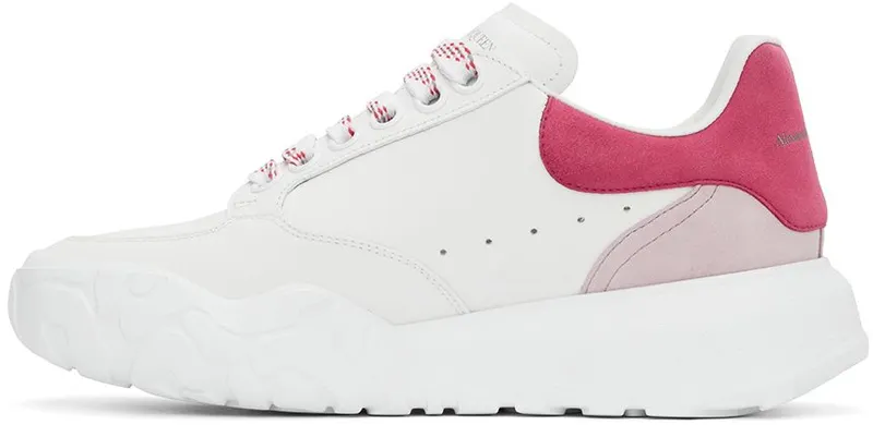 Alexander McQueen White & Pink Court Trainer Sneakers (633915WIA9D)