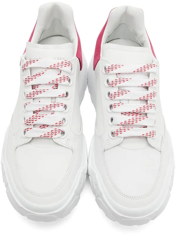 Alexander McQueen White & Pink Court Trainer Sneakers (633915WIA9D)