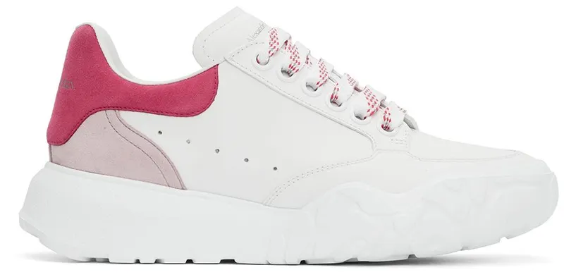 Alexander McQueen White & Pink Court Trainer Sneakers (633915WIA9D)