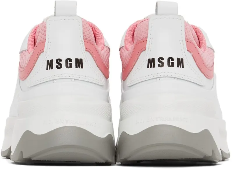 MSGM White & Pink Minimal Chunky Sole Sneakers (3241MDS202 376)