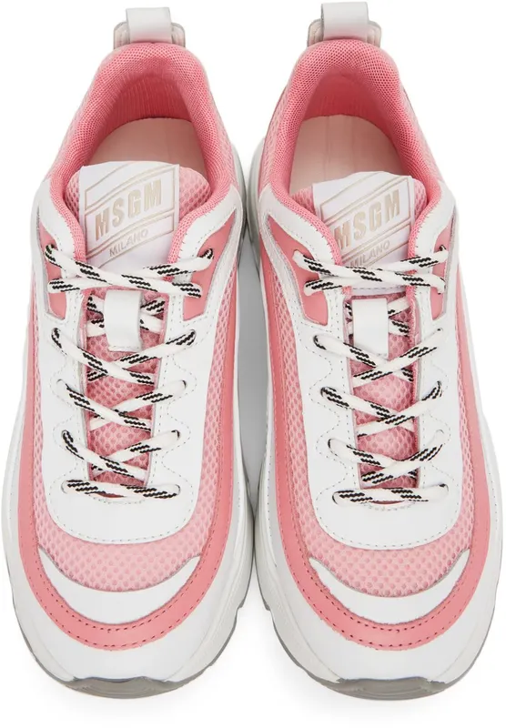 MSGM White & Pink Minimal Chunky Sole Sneakers (3241MDS202 376)