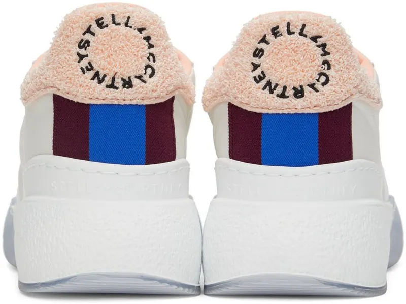 Stella McCartney White & Pink Terrycloth Loop Sneakers (810046E00019)