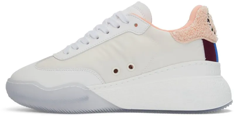 Stella McCartney White & Pink Terrycloth Loop Sneakers (810046E00019)