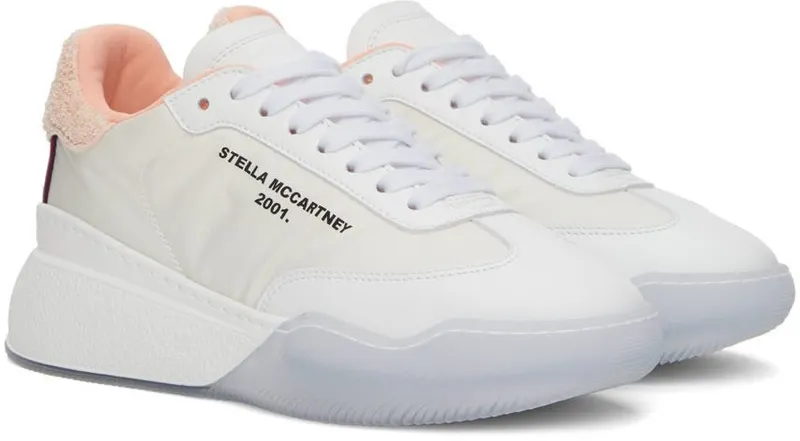 Stella McCartney White & Pink Terrycloth Loop Sneakers (810046E00019)
