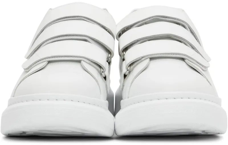 Alexander McQueen White & Taupe Oversized Velcro Sneakers (697105WHGP7)