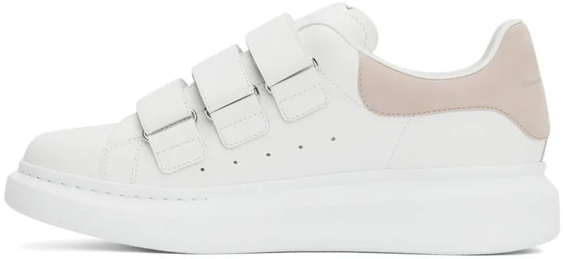 Alexander McQueen White & Taupe Oversized Velcro Sneakers (697105WHGP7)