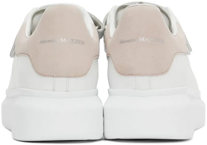 Alexander McQueen White & Taupe Oversized Velcro Sneakers (697105WHGP7)