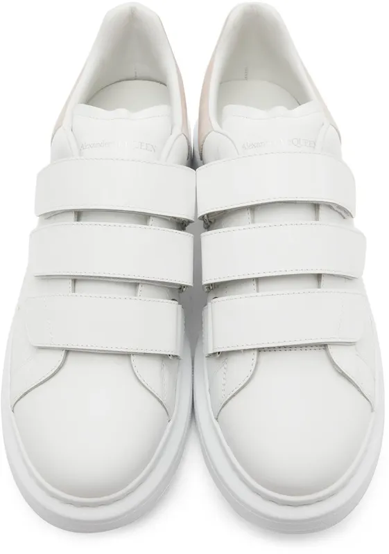 Alexander McQueen White & Taupe Oversized Velcro Sneakers (697105WHGP7)