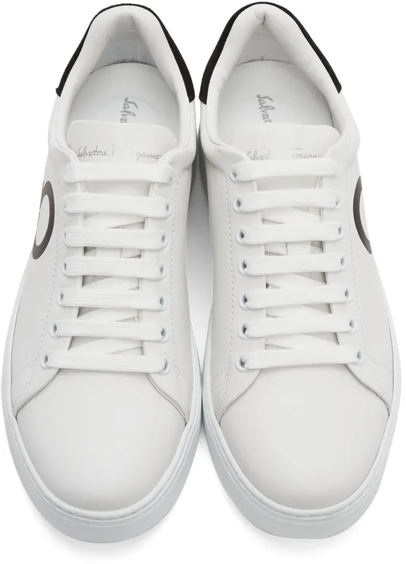 Salvatore Ferragamo White Gancini Sneakers (747213 20489004)