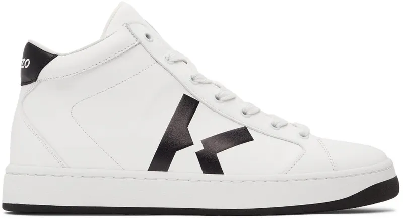 Kenzo White K-Logo Kourt High Sneakers (FB65SN370L50)