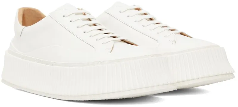 Jil Sander White Leather Platform Sneakers (JI32535A_15621)