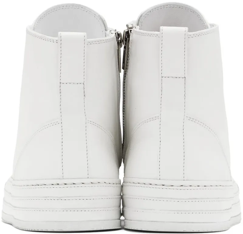 Ann Demeulemeester White Leather Raven Sneakers (2201-W-N01-385-001)