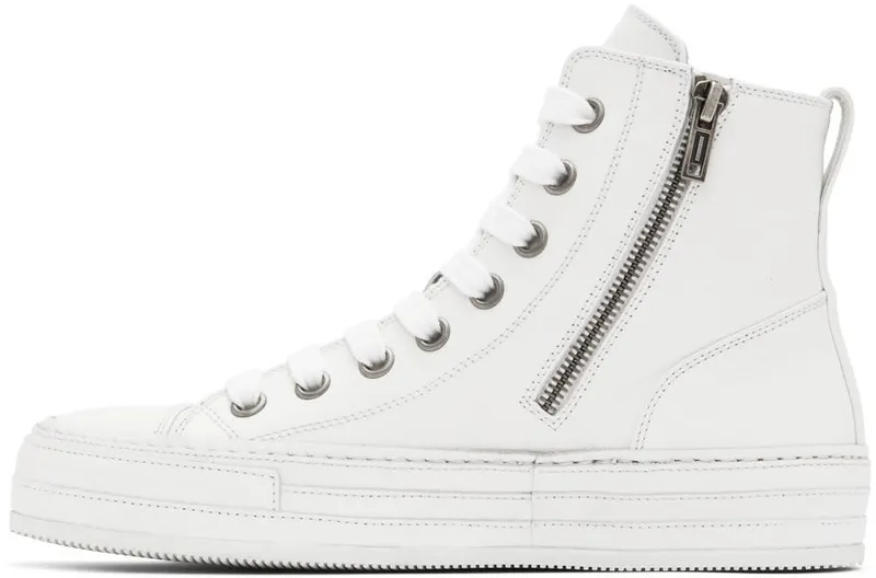 Ann Demeulemeester White Leather Raven Sneakers (2201-W-N01-385-001)