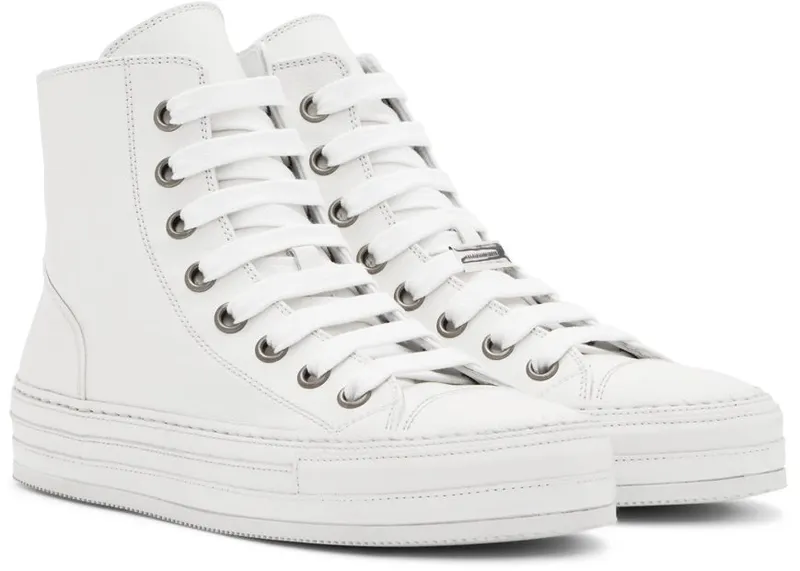 Ann Demeulemeester White Leather Raven Sneakers (2201-W-N01-385-001)