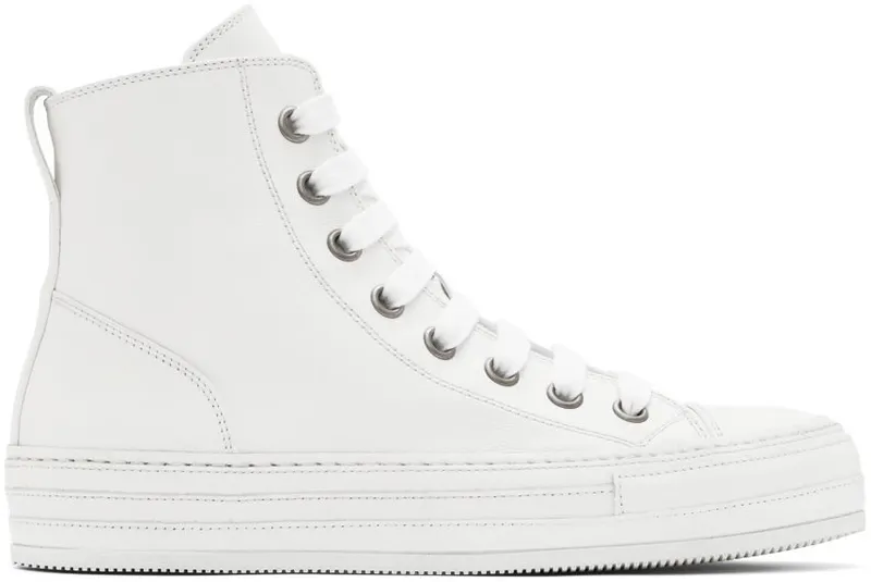 Ann Demeulemeester White Leather Raven Sneakers (2201-W-N01-385-001)